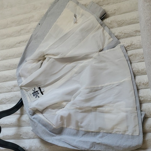 3 PIECE J CREW SET BLAZER+PANT+SKIRT Seersucker/Pin Striped Style, Blue & White - Picture 10 of 17